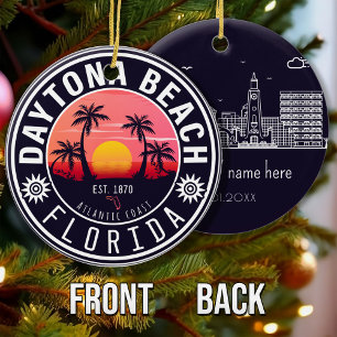 Ornamento De Cerâmica Daytona Beach Florida Retro Sunset Souvenirs 80s