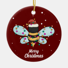 Ornamento de Cerâmica de Abelhas Feliz de Natal