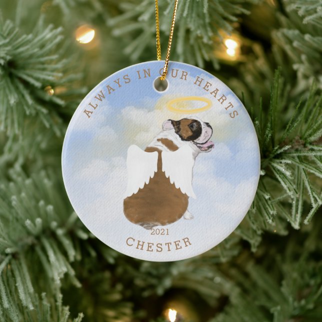 ornamento de cerâmica de anjo memorial cachorros a (Árvore)