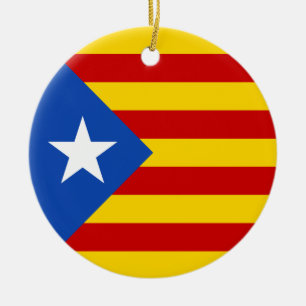 Ornamento De Cerâmica De "bandeira Catalan da independência L'Estelada