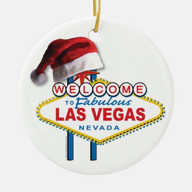 Ornamento De Cerâmica Dê boas-vindas ao papai noel de Las Vegas ao (Frente)