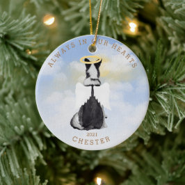 ornamento de cerâmica de foto com anjo memorial ca