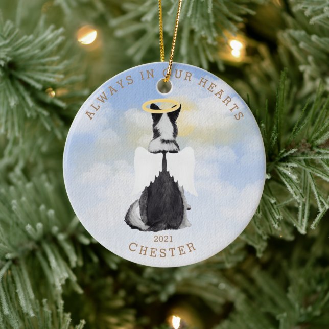 ornamento de cerâmica de foto com anjo memorial ca (Árvore)