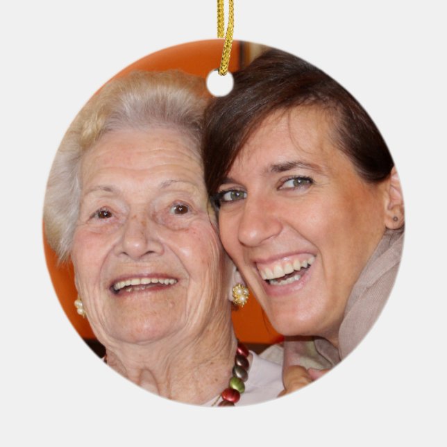 Ornamento de Cerâmica de Foto da Família Favorita  (Frente)