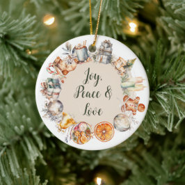 Ornamento de Cerâmica de Natal com Aquarela