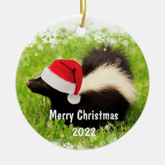 Ornamento de Cerâmica de Natal do Skunk no Ano Per