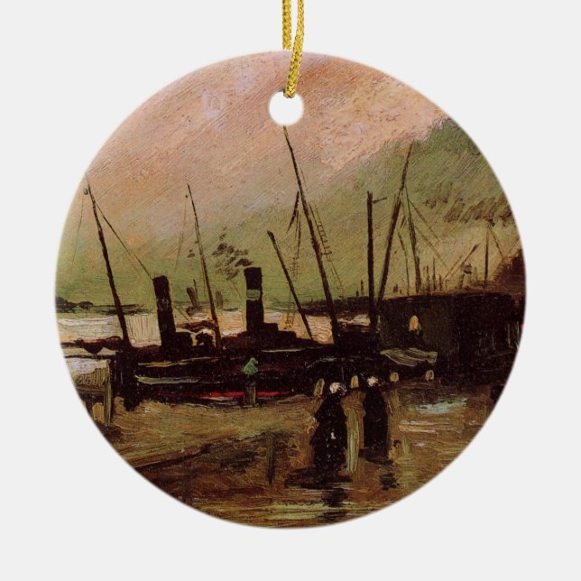 Ornamento De Cerâmica De Ruijterkade em Amesterdã por Vincent van Gogh (Frente)