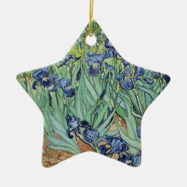 Ornamento De Cerâmica De Van Gogh vida ainda: Vaso com íris (Frente)