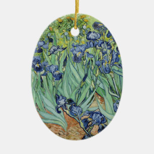 Ornamento De Cerâmica De Van Gogh vida ainda: Vaso com íris