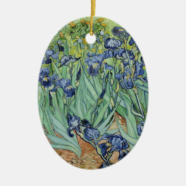 Ornamento De Cerâmica De Van Gogh vida ainda: Vaso com íris (Frente)