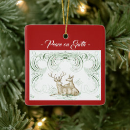 Ornamento de cerâmica de veados de Natal