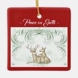 Ornamento de cerâmica de veados de Natal