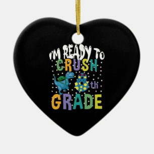 Ornamento De Cerâmica De volta à escola estou pronto para esmagar Dino d