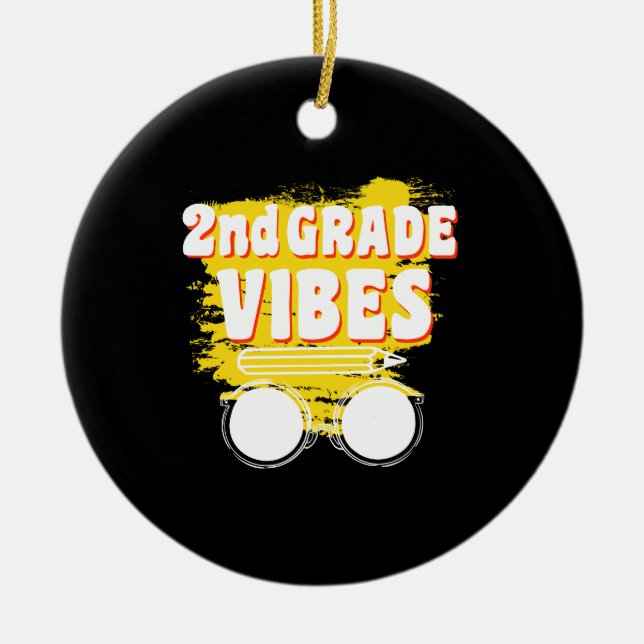 Ornamento De Cerâmica De Volta Ao segundo Escolar Víblias Camisa No Prim (Frente)