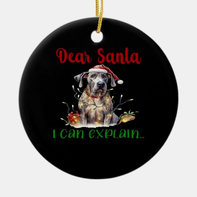 Ornamento De Cerâmica Dear Santa I Can Explain Great Dane Essential T-Sh (Frente)