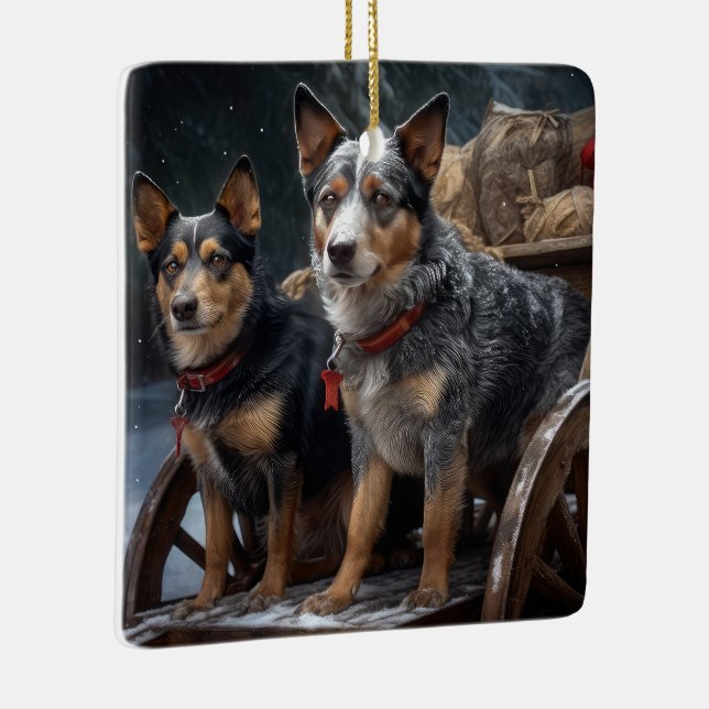 Ornamento De Cerâmica Decado de Natal de Bovinos Neves Australianos (Direito )