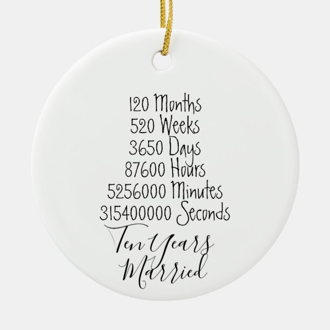 Ornamento De Cerâmica Décimo aniversário do casamento, 10º ano, casal ca (Frente)