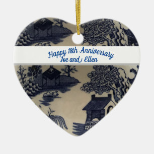 Ornamento De Cerâmica Décimo Oitavo Aniversário de Casamento Porcelain