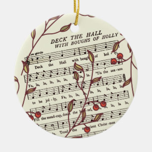 Ornamento De Cerâmica Deck the Halls Sheet Music Natal Personalizado