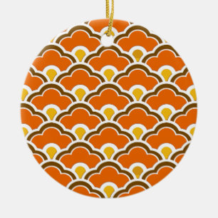 Ornamento De Cerâmica Deco China Scallops, Mandarin Laranja