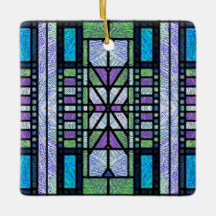 Ornamento De Cerâmica Deco de Arte de Vidro Estreita em Azul e Roxo