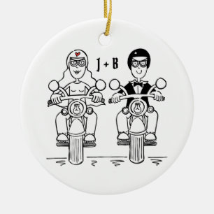 Ornamento De Cerâmica Decoração cerâmica personalizada do casamento Bike