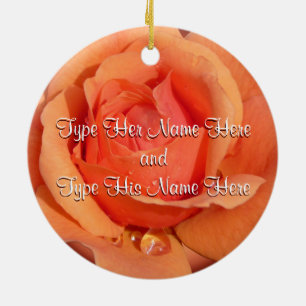Ornamento De Cerâmica Decoração cor-de-rosa personalizada da laranja
