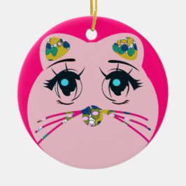 Ornamento De Cerâmica Decoração de Árvore de Natal de Gato Redondo