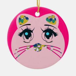 Ornamento De Cerâmica Decoração de Árvore de Natal de Gato Redondo