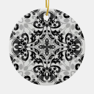Ornamento De Cerâmica Decoração de damascos vitoriosos de cinza e preto