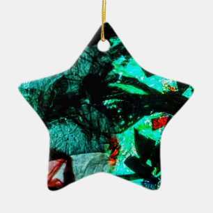 Ornamento De Cerâmica decoração de estrela dupla azul escuro abstrato