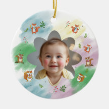 decoração de Foto do Primeiro Natal em Woodland