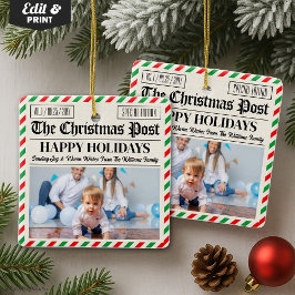 Ornamento De Cerâmica Decoração de jornal de Natal personalizada, foto d