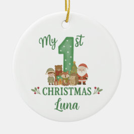 Ornamento De Cerâmica Decoração Personalizada da 1ª Árvore de Natal