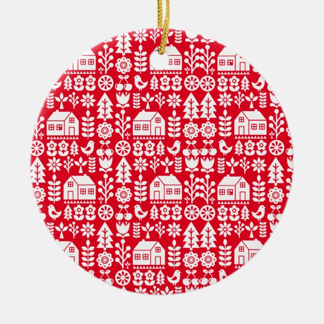 Ornamento De Cerâmica Decorações Nórdicas de Natal Escandinavo (Frente)