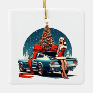 Ornamento De Cerâmica décoration sapin noël vintage mustang 66