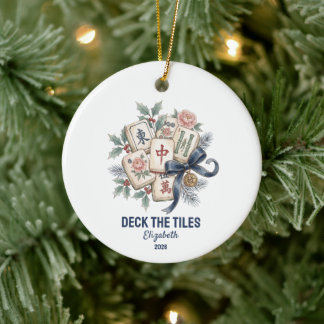 Ornamento De Cerâmica Decore as Peças de Natal Mahjong Comédia Férias