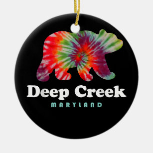 Ornamento De Cerâmica Deep Creek Lake State Park Maryland Tie Dye Bear