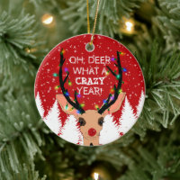 "Deer Crazy Year Reindeer Lights Christmas Snowy"