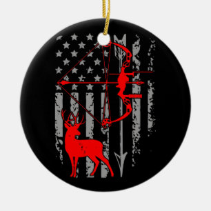 Ornamento De Cerâmica Deer Hunting American Flag Arco Quarto De