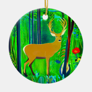 Ornamento De Cerâmica Deer in a Fantasy Forest Setting
