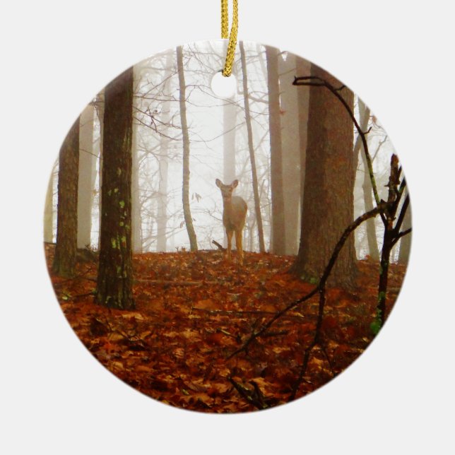Ornamento De Cerâmica Deer in the Mist (Frente)