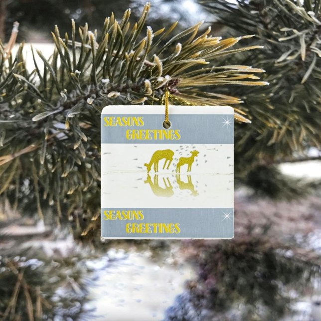 Ornamento De Cerâmica Deer Refletion - Star (This Deer Reflection Ceramic Ornament, makes a charming keepsake!)
