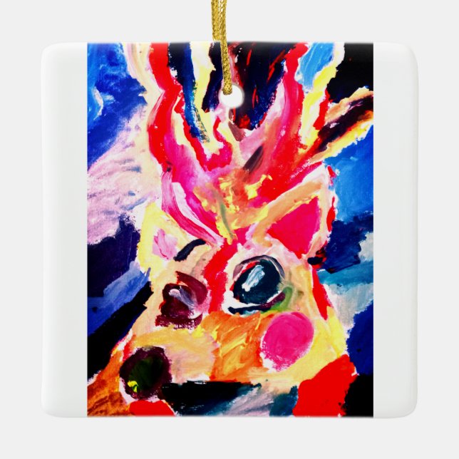 Ornamento De Cerâmica Deer winter joy (Frente)