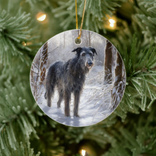 Ornamento De Cerâmica Deerhound Escocês Deixe-o nevar no Natal