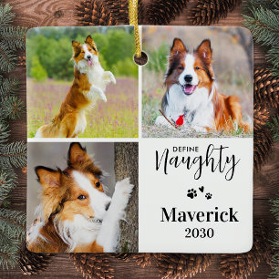 Ornamento De Cerâmica Defina Cachorro Malcriado Colagem de Fotos Natal