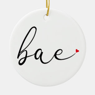 Ornamento De Cerâmica Definição de Bae Coração com Amor Script