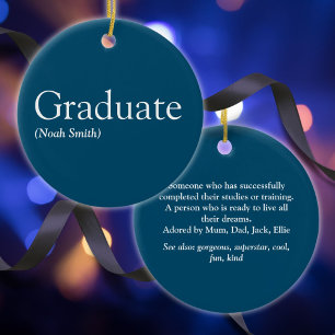 Ornamento De Cerâmica Definição de Graduado Personalizada Azul Moderno