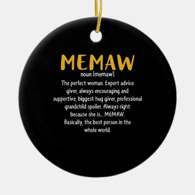 Ornamento De Cerâmica Definição de Memaw de Arte-Mãe (Frente)