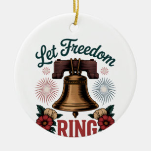 Ornamento De Cerâmica Deixar a Liberdade Anelar Bell Patriótico